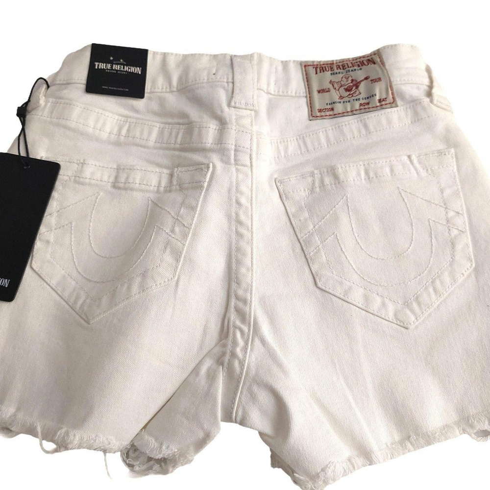 True Religion Brand Jeans Maisie High Rise Shorts White Sz 33 NWT - Picture 3 of 8